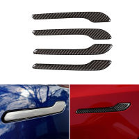 Car Styling Real Carbon Fiber Exterior Door Handle Protector Cover Trim For Tesla Model 3 2018 2019