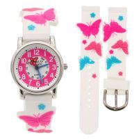 Hot Sale Girls Waterproof 3D Butterfly Watch Cartoon Watch Kids Watches Rubber Quartz Watch Children Hour Reloj Montre Relog