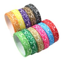 5 Yards/lot 3/8" 9mm Grosgrain Ribbon Printing Swirls Ribbon For Christmas Wedding Home Decoration DIY Gift Packing 5Yc22015 Gift Wrapping  Bags