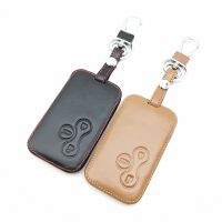 shangdjh 3 Buttons Leather Car Key Case Skin Protector Smart Card For Renault Clio Megane 2 3 Koleos Logan Scenic Protect Shell