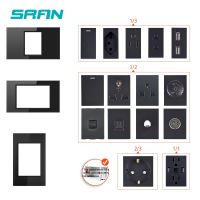 ▧♗✢ Brazilian/Italian/US/EU Standard Glass and Function Key free Combination DIY Black Switch Socket Global 118mmx72mm SRAN K6