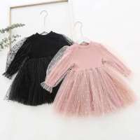 1ถึง6ปี Baju Anak แขนยาว Polka ชุดเดรสมีจุด Tulle เด็กวัยหัดเดินเด็กเล็กเด็กผู้หญิงเครื่องแต่งกายแฟชั่น Party ชุดราตรี