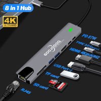 [??Stock&amp;COD]? จัดส่งจากประเทศไทย?8 In 1 อะแดปเตอร์ฮับ ฮับ USB Hub Type-C To USB 3 . 0 + HDMI + RJ 45 สําหรับ MacBook For Laptop PD