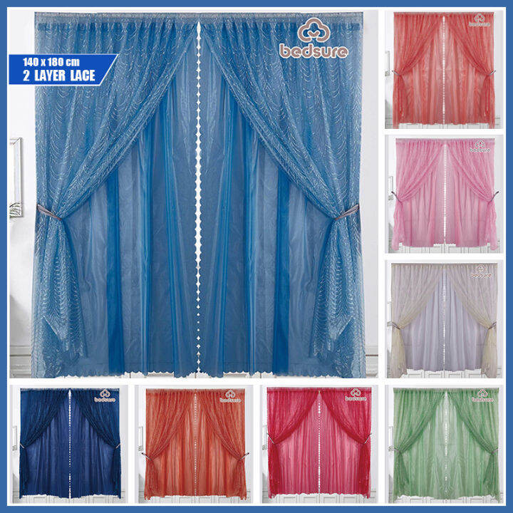Bedsure Lace Satin Curtains Double Wrap Windows Curtain Pure color
