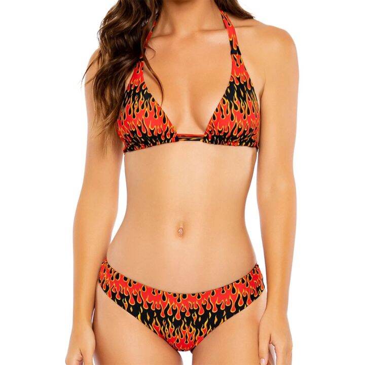 hotx-cw-swimsuit-2022-new-bikinis-set-bikini-swim-red-black-swimwear-wire-free-swimming-women-halter-low-waist-hot