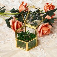 ☎▥ Personalized Wedding Ring Box Glass Jewelry Box Immortal Flower Glass Box Wedding Decoration Bridesmaid Gift Birdal Shower