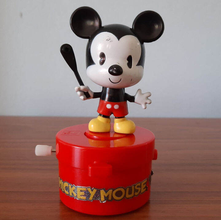 มือสอง-ตุ๊กตา-mickey-mouse-มิกกี้เมาส์-disney-ของแท้-ดิสนีย์-ไขลานหมุนแท่นยืนได้-ฟิกเกอร์-figure-model