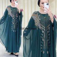 ชุดโกลบุสลิมมุสลิมมุสลิม Mantel Mantel Mantel Mewah Wanita Kaftan Islam กิโมโน Jubah Kaftan Marocain Gaun Malam 2023 Abaya 2ชุด