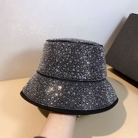 HOT★2023 New Hats For Women Fashion Rhinestone Bucket Hat Designer Network Celebrity Fishermans Hat Black Panama Cap Spring Summer