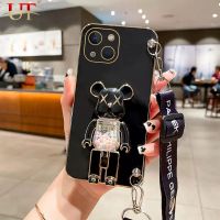 สำหรับ Infinix Note 11 Note 11S Note 11 Pro Note 10 Pro Note 12 Pro Note 30i Note 30 Pro 3D น่ารักน่ารัก Candy Bean Bear เคสมือจับสำหรับโทรศัพท์มือถือชุบซิลิโคนนิ่มปกป้องปกหลัง + สายคล้องแบบคาดตัว