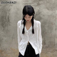 DUOHANZI สีขาวเสื้อเชิ้ตระดับไฮเอนด์เก๋ไก๋ของผู้หญิง