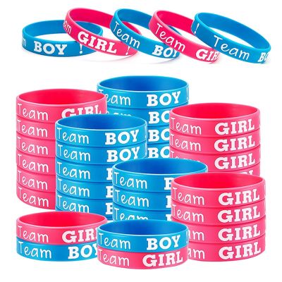 Gender Reveal Bracelets, Includes Team Boy Bracelets and Team Girls Bracelets for Gender Reveal Party (40 Pieces)