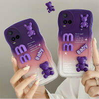 เคสสำหรับ Vivo Y01 Y12 Y5 Y16 Y17 Y20 Y33T Y35 Y52 5G เคสแฟชั่นสุดหรูรูป3D หมีดีไซน์การ์ตูนน่ารักเคสโทรศัพท์แบบไล่ระดับสีพรีเมียมเคสซิลิโคนนิ่มกันกระแทกฝาครอบด้านหลังเป็นคู่
