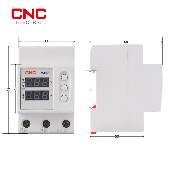 cnc-230v-din-rail-dual-ปรับแรงดันไฟฟ้าและภายใต้อุปกรณ์ป้องกันแรงดันไฟฟ้ารีเลย์ป้องกันกระแสเกิน