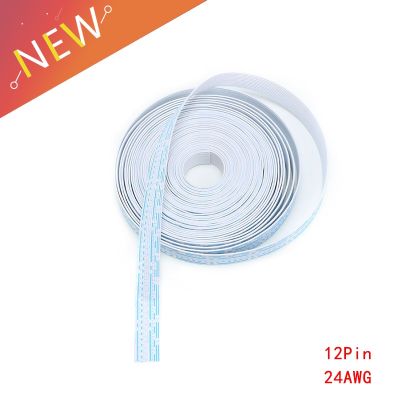 24AWG สายไฟแบบแบนมีความยืดหยุ่นตัวนำอิเล็กทรอนิกส์12Pin สีฟ้ามีสายไฟทองแดงชุบดีบุกสีขาวและชิ้นส่วน