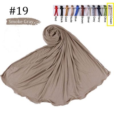 【CW】 Cotton Stretchy Plain Jersey Hijab Scarf With Colored lines Nertherlands Muslim Shawls