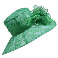 Womens Lace Floral Kentucky Derby Organza Wide Brim Tea Party Church Hat A440