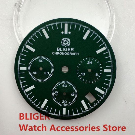 Bliger 32.5mm watch dial speed chronograph for vk63 quartz movement