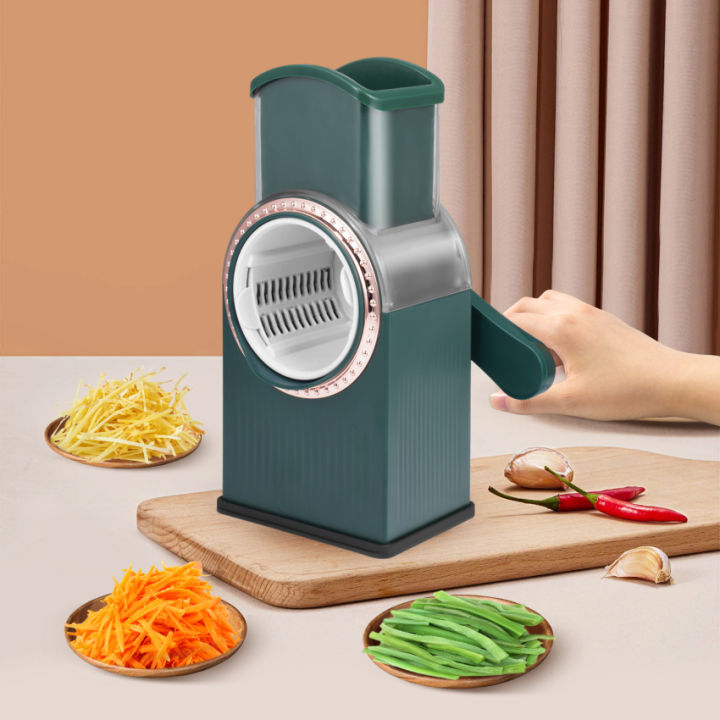 cheese-grater-with-crank-manual-roller-grater-with-3-removable-roller-blades-vegetable-slicer-potato-grater-quick-slicer-great-for-cucumbers-cheese-amp-nuts-carrots-and-more