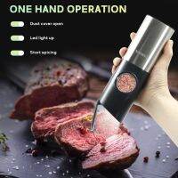 Gravity Electric Salt And Pepper Grinder Set เครื่องบดอัตโนมัติพร้อมไฟ Led ฐานชาร์จ USB และความหยาบที่ปรับได้