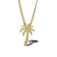 Exquisite Golden Sparkling Coconut Tree Pendant Necklace Summer Hawaiian Beach Tropical Plant Necklace Holiday Gift