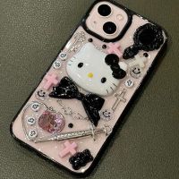 Sanrio 3D Hello Kitty เคสโทรศัพท์สร้อยข้อมือเคสโทรศัพท์แบบใส,เคสโทรศัพท์สำหรับ IPhone 14 13 12 11 Pro Max 14Pro ฝาหลัง Y2k ของขวัญเด็กผู้หญิง