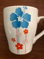 แก้วกาแฟ แก้วมัค แก้วเซรามิค ลายดอกไม้สีฟ้า