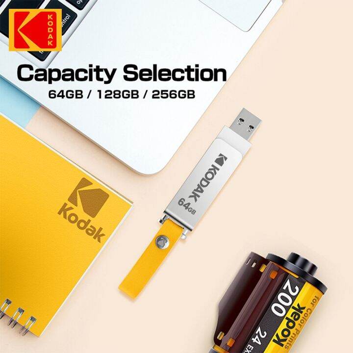 kodak-แฟลช-usb-แฟลช-usb-โลหะ-usb3-0หมุนได้64gb-128gb-สายคล้อง256gb-ไดรฟ์หน่วยความจำ-pendrive-ไดรฟ์ปากกา-otg-ดิสก์-u-กันน้ำ