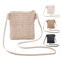 Trendy Woven Clutch Straw Woven Messenger Bag Soft Straw Handbag Summer Beach Shoulder Bag Woven Straw Crossbody Bag