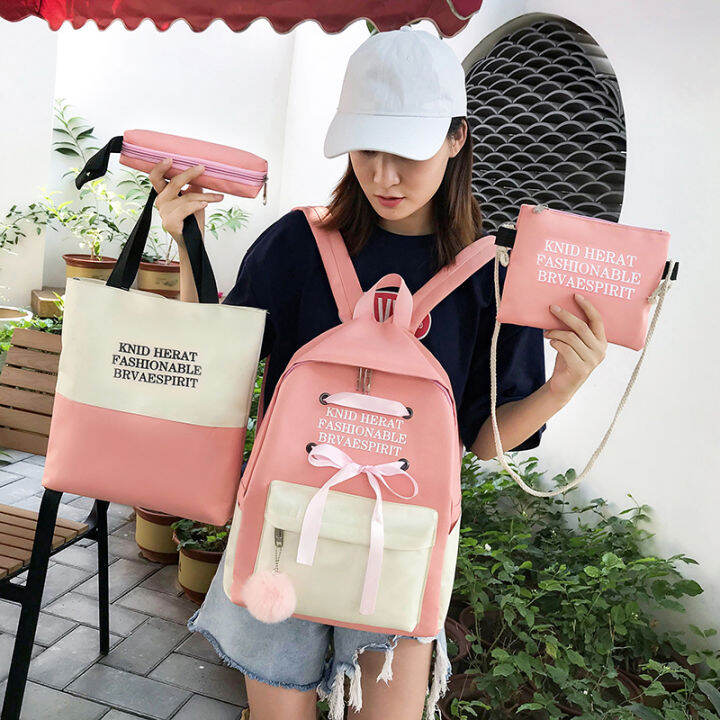 4-piece-set-cute-school-bags-for-teenager-girls-women-backpack