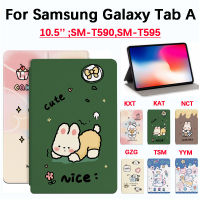 เคสคุณภาพสูงแมวกระต่ายใหม่เอี่ยมน่ารักสำหรับ Samsung Galaxy Tab A SM-T590ขนาด10.5นิ้ว Samsung Galaxy 10.5 Casing PC แท็บเล็ต PU แนวตั้งมีแผ่นกันเหงื่อและกันลื่น