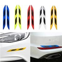 【CW】6pcs 3D Car Styling Reflective Carbon Fiber Bumper Strips Safety Warning Tape Secure Reflector Stickers Car Exterior Accessories