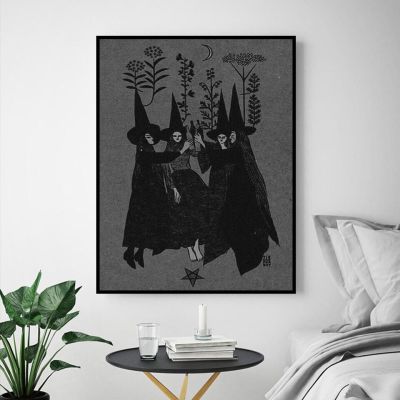 Witch Sisters Wall Art ภาพวาดผ้าใบ: HD พิมพ์ตกแต่งบ้านที่ทันสมัยสำหรับห้องนั่งเล่นหรือห้องนอน