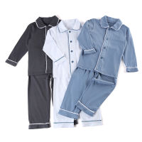 100 cotton Toddler Boys and Girls sleepwear Family Matching Children Christmas solid color Ruffle kids Pajamas