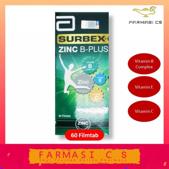 Abbott Surbex Zinc B-Plus 60 Filmtabs EXP:05/2024 [ Vitamin B, Vitamin ...