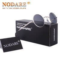 NODARE เสื้อผ้าแบรนด์แวมไพร์แว่นกันแดดสำหรับผู้หญิงกรอบโลหะกลมย้อนยุคจอห์นเลนนอนอาทิตย์แว่นตาเลนส์สีแดงแว่นตาพร้อมกล่อง