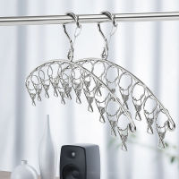 6-20Pegs Stainless Steel Clothes Drying Hanger Windproof Clothing Rack Clips Sock Laundry Airer Hanger Underwear Socks Holder