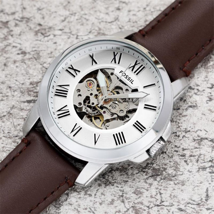 เครื่องกล-แสงหรูหรานาฬิกาผู้ชาย2022ใหม่นาฬิกาข้อมือผู้ชายเข็มขัดหนังผู้ชายวิศวกรรมนาฬิกาธุรกิจสบายๆ