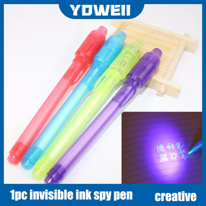 2 in 1 Luminous Light Invisible Ink Pen UV Check Money Drawing Magic Pens