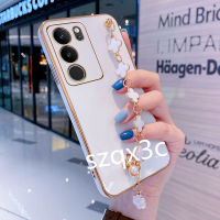 เคสสมาร์ทโฟน2023ใหม่สำหรับ VIVO V29 Y02A Y02 Y27 V25e V25 Pro 5G 4G เคสโทรศัพท์ TPU สุดหรูพร้อมฝาหลังชุบโลหะด้วยไฟฟ้าขอบโซ่น่ารักน่ารักเคสใส่โทรศัพท์ Y78กล้อง VIVOY78