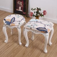 1PC Elastic Chair Covers Round Square Make Up Seat Protector Dressing Table Stool Chair European Style Slipcover Floral Printed Sofa Covers  Slips