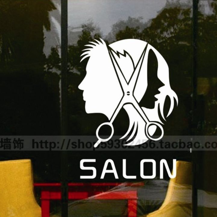 Sex Man Barber Girls Lady Hair Salon Tools Wall Sticker Hair Cutting Wall Decal Hairdressing Shop Window Decoration