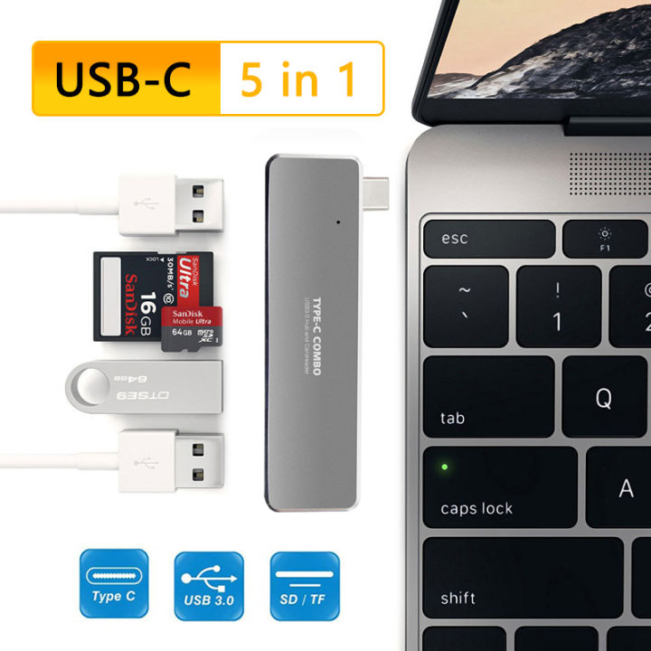 usbc-hub-5-in-1-type-c-to-3-port-usb3-0-tf-sd-card-reader-usb-c-type-c-dock-station-laptop-adapter-for-macbook-pro-2017-2018