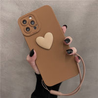 เคสที่มีสายรัดข้อมือโทรศัพท์แบบนิ่มรูปหัวใจและ3D ที่น่ารักสำหรับ iPhone 15 14 13 12 11 Pro Max 6 6S 7 8 Plus X XS Max XR