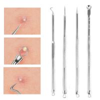 4pcs/set Acne Blackhead Removal Needles Comedone Belmish Extractor Acne Treatment Pore Cleaning Hook Face Skin Care Beauty Tools