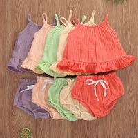 0-24M Newborn Infant Baby Girls Boys Clothes Sets Solid Sleeveless Vest Tops+Shorts 5 Colors Outfits  by Hs2023