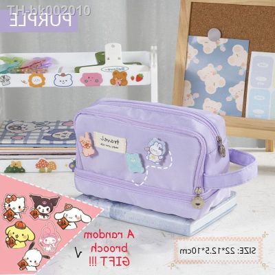 ❒☒ Macaron Pencil Case Double layer Large Capacity pencil bag Cute Back to School Stationery Supplies Schools Offices