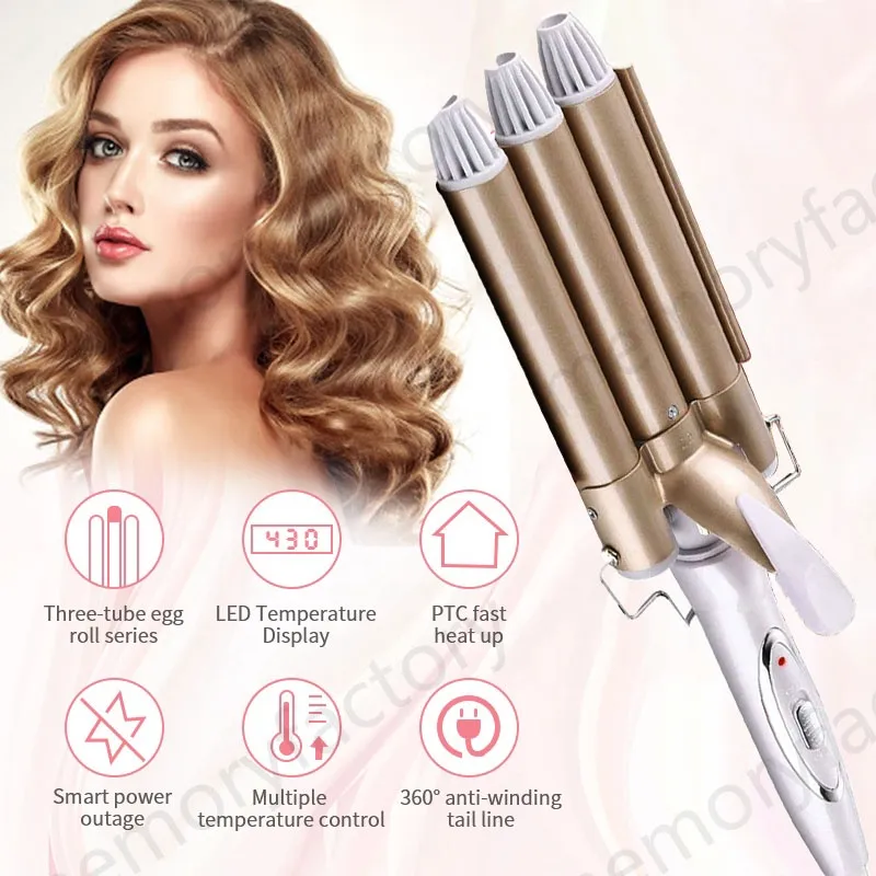 Yufa Curling Iron Wave Hair Curlers 3 Barrels Curl Iron Hair Curling Iron  Large Wave Perm Mermaid Curler | Lazada