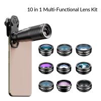 ZZOOI APEXEL 10 in 1 Phone Lens Kit Mobile Telephoto Monocular Scope Macro Wide Angle CPL Star Filter Lens For ios Android Smartphone