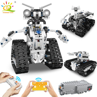 ใหม่ HUIQIBAO 606ชิ้นเทค RC หุ่นยนต์หน่วยการสร้างเมืองการควบคุมระยะไกลอัจฉริยะถังรถบรรทุกอิฐก่อสร้างเด็กของเล่น
